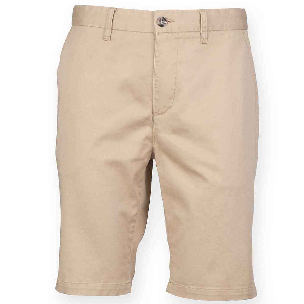 Stone - Front - Front Row Mens Chino Stretch Shorts