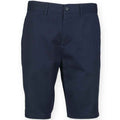 Navy - Front - Front Row Mens Chino Stretch Shorts