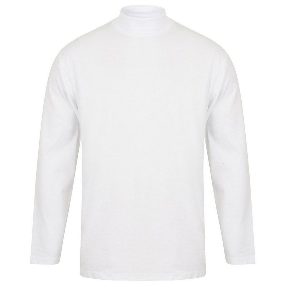 White - Front - Henbury Mens Roll Neck Long-Sleeved Top
