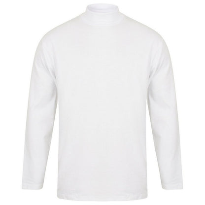 White - Front - Henbury Mens Roll Neck Long-Sleeved Top