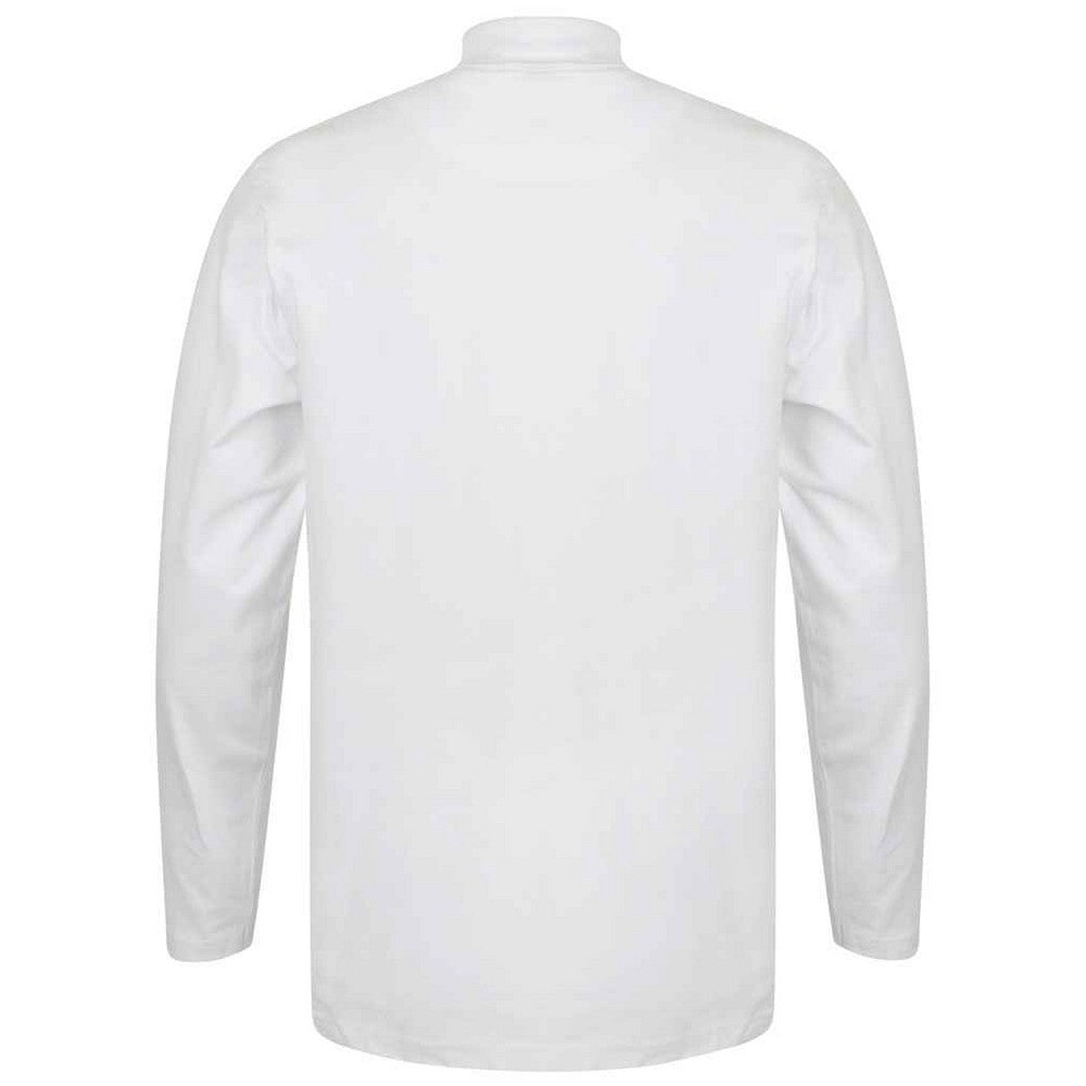 White - Back - Henbury Mens Roll Neck Long-Sleeved Top