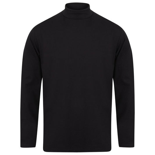 Navy - Front - Henbury Mens Roll Neck Long-Sleeved Top