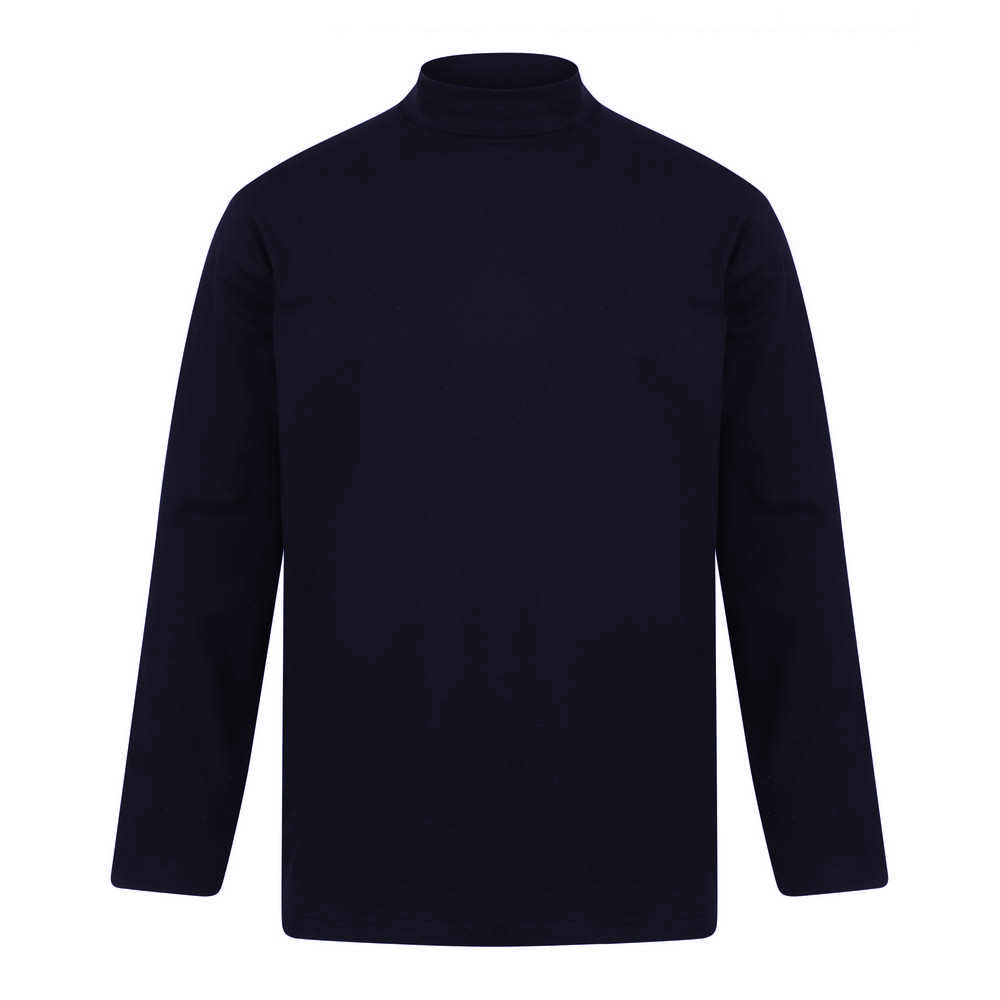 Navy - Front - Henbury Mens Roll Neck Long-Sleeved Top