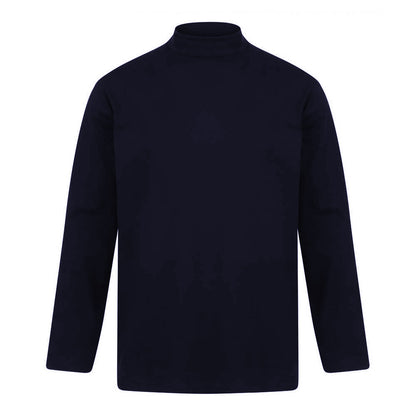 Navy - Front - Henbury Mens Roll Neck Long-Sleeved Top