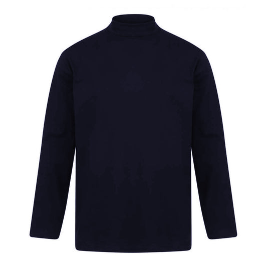 Navy - Front - Henbury Mens Roll Neck Long-Sleeved Top