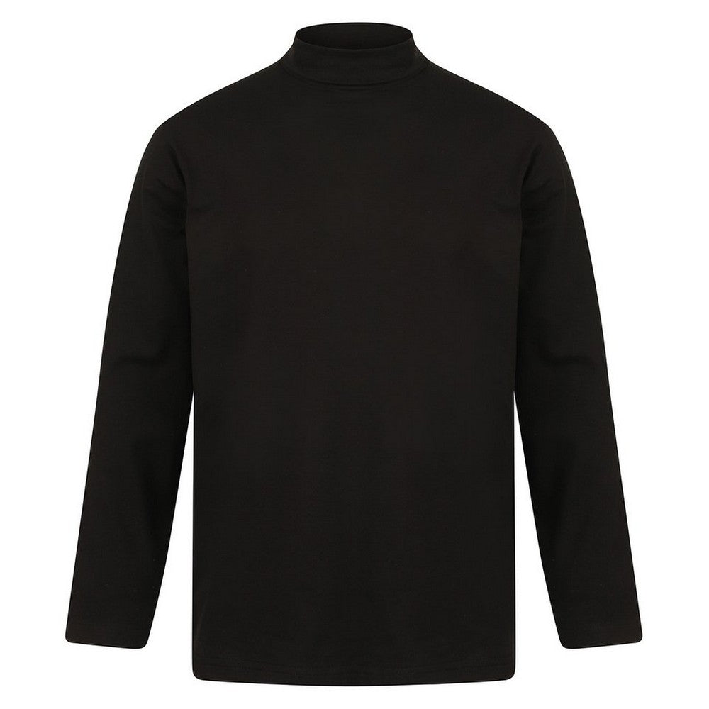Black - Front - Henbury Mens Roll Neck Long-Sleeved Top