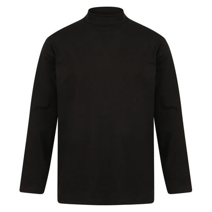Black - Front - Henbury Mens Roll Neck Long-Sleeved Top