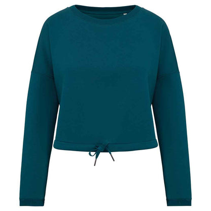 Peacock Green - Front - Native Spirit Womens-Ladies Oversized Crop Sweatshirt
