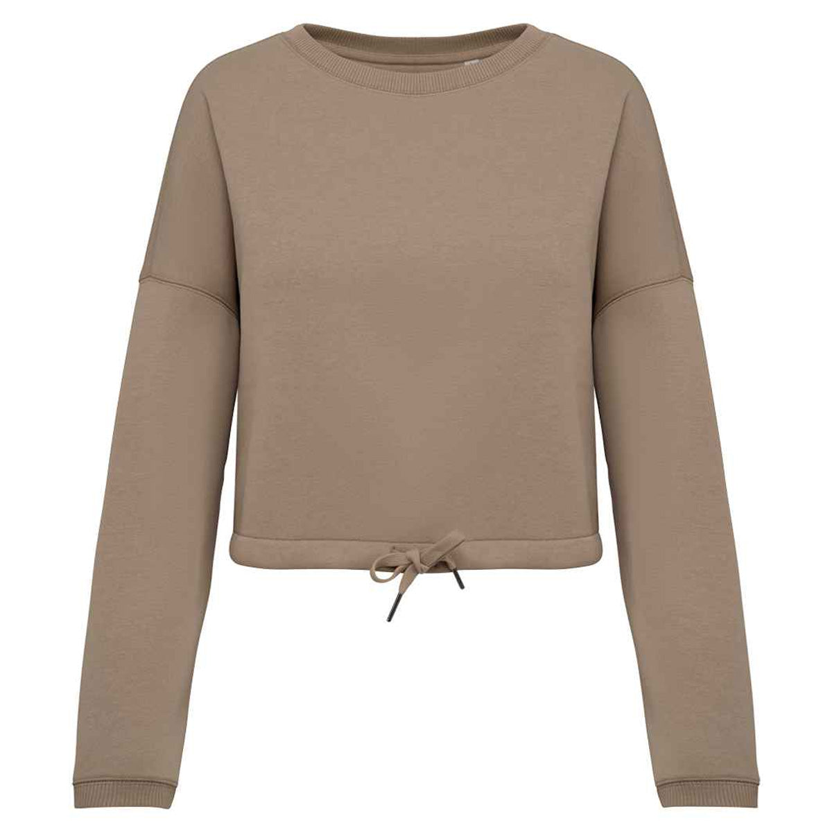 Wet Sand - Front - Native Spirit Womens-Ladies Oversized Crop Sweatshirt