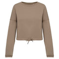 Wet Sand - Front - Native Spirit Womens-Ladies Oversized Crop Sweatshirt