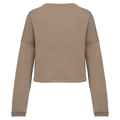 Wet Sand - Back - Native Spirit Womens-Ladies Oversized Crop Sweatshirt