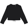 Black - Front - Native Spirit Womens-Ladies Oversized Crop Sweatshirt