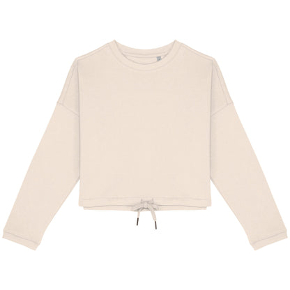 Ivory - Front - Native Spirit Womens-Ladies Oversized Crop Sweatshirt