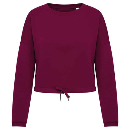 Cherry Purple - Front - Native Spirit Womens-Ladies Oversized Crop Sweatshirt