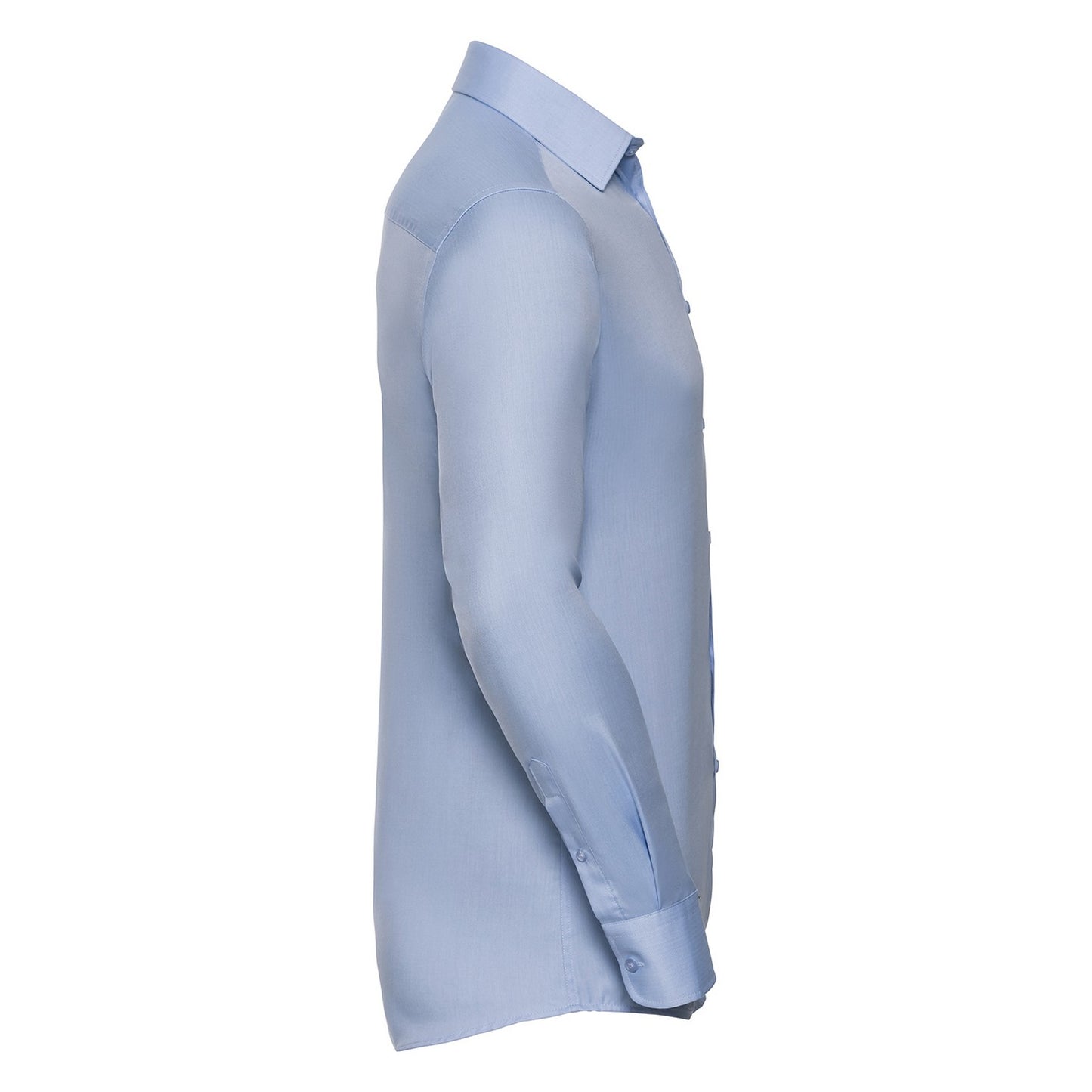 Light Blue - Side - Russell Collection Mens Herringbone Long-Sleeved Formal Shirt