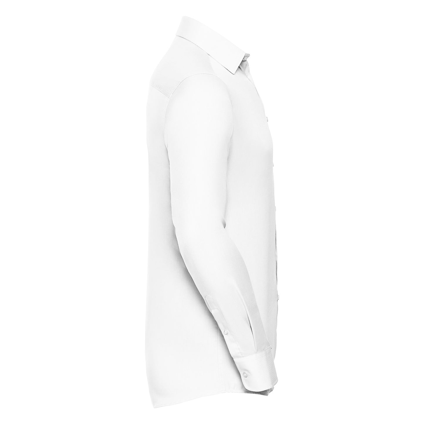 White - Side - Russell Collection Mens Herringbone Long-Sleeved Formal Shirt