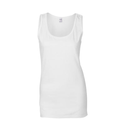 White - Front - Gildan Womens-Ladies Softstyle Ringspun Cotton Tank Top
