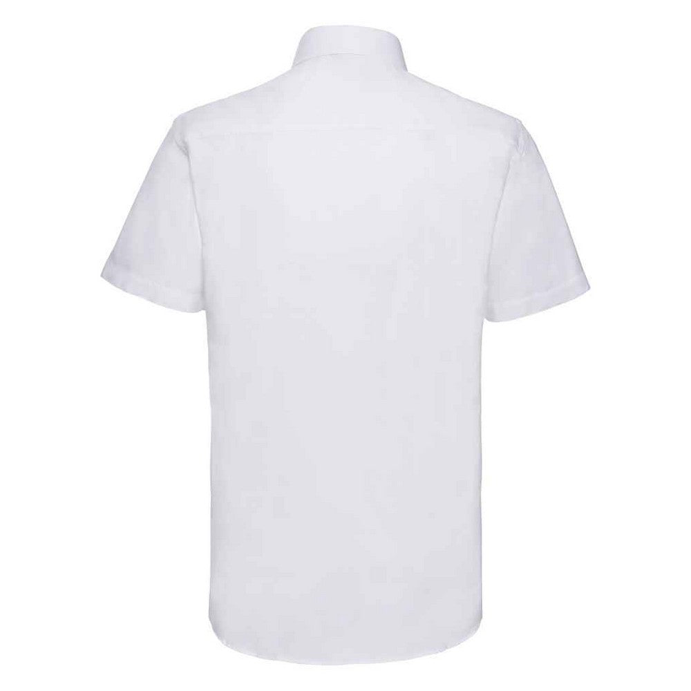 White - Back - Russell Collection Mens Tailored Short-Sleeved Formal Shirt