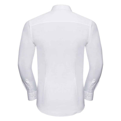 White - Back - Russell Collection Mens Ultimate Stretch Long-Sleeved Formal Shirt