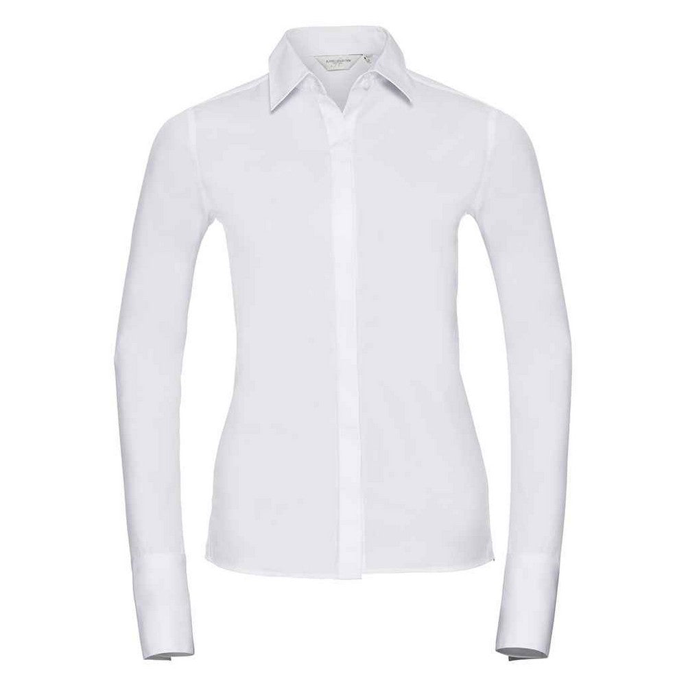 White - Front - Russell Collection Womens-Ladies Ultimate Stretch Formal Shirt