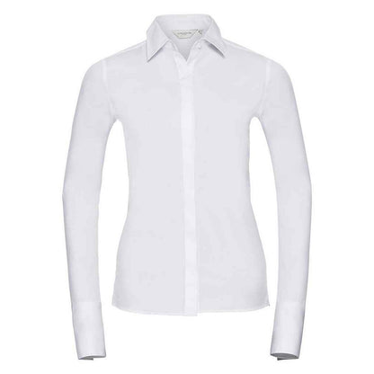 White - Front - Russell Collection Womens-Ladies Ultimate Stretch Formal Shirt