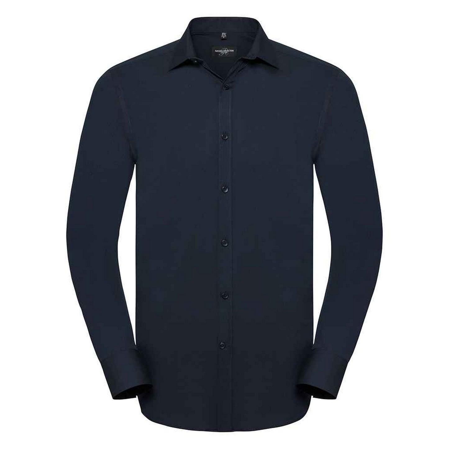 Bright Navy - Front - Russell Collection Mens Ultimate Stretch Long-Sleeved Formal Shirt