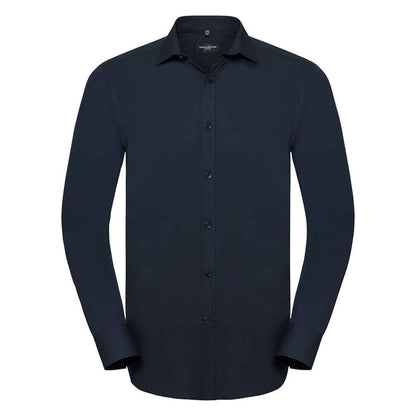Bright Navy - Front - Russell Collection Mens Ultimate Stretch Long-Sleeved Formal Shirt