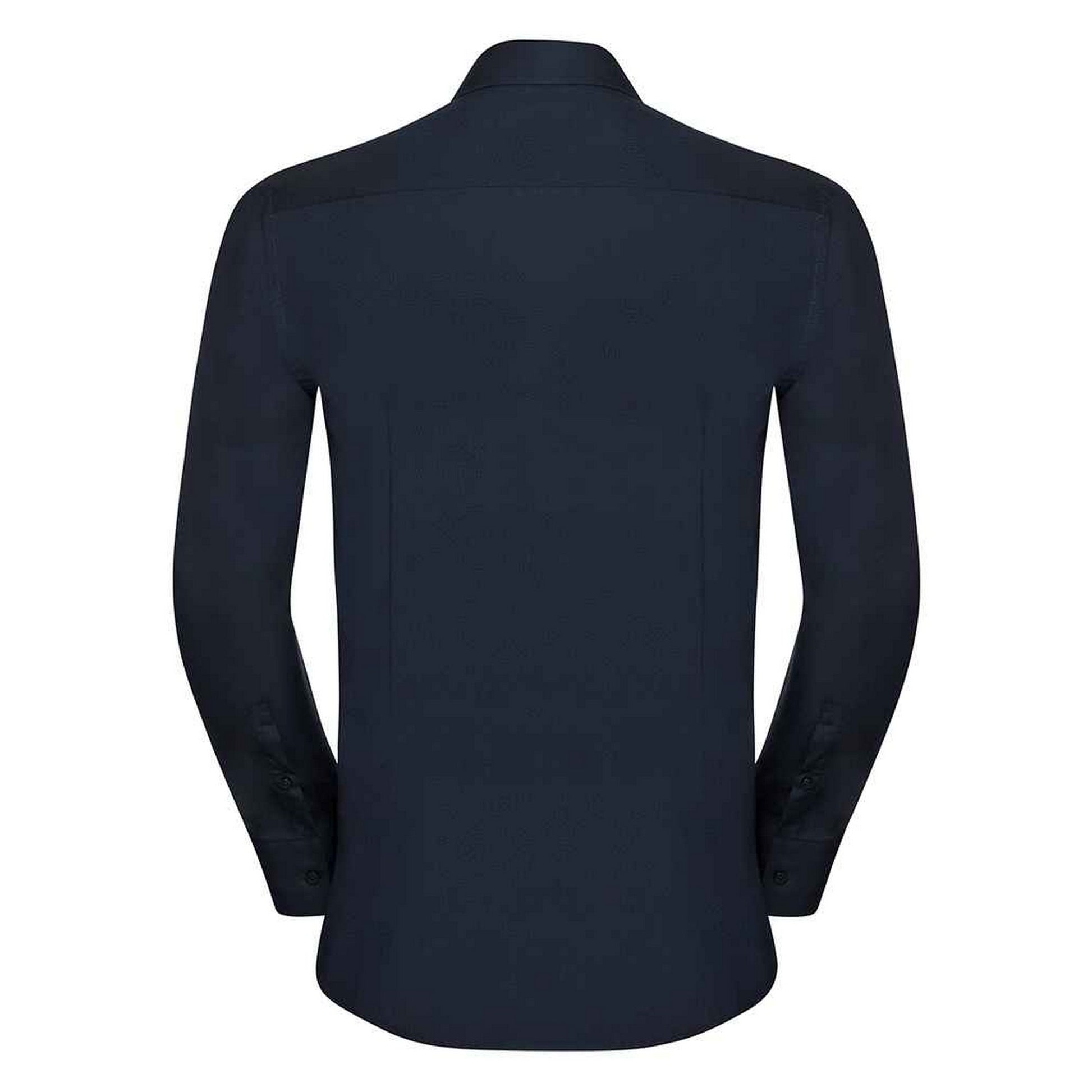 Bright Navy - Back - Russell Collection Mens Ultimate Stretch Long-Sleeved Formal Shirt
