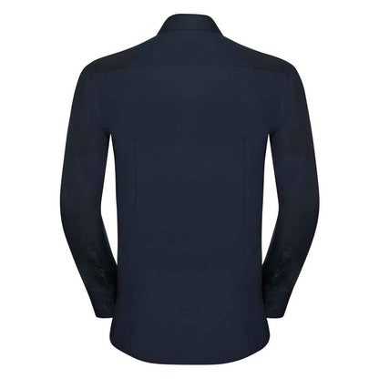 Bright Navy - Back - Russell Collection Mens Ultimate Stretch Long-Sleeved Formal Shirt