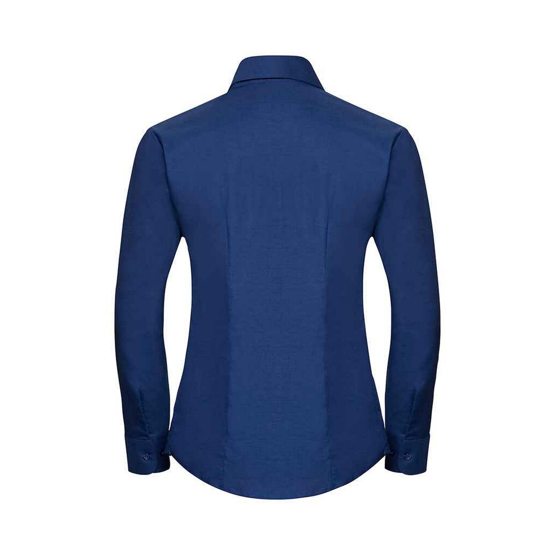 Bright Royal Blue - Back - Russell Collection Womens-Ladies Oxford Long-Sleeved Shirt