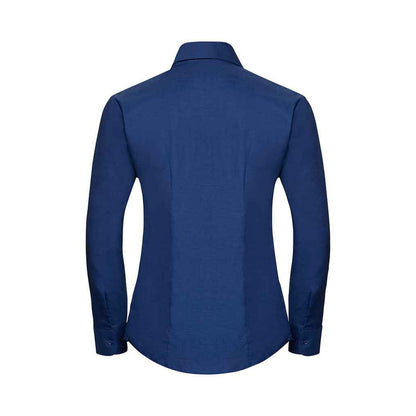 Bright Royal Blue - Back - Russell Collection Womens-Ladies Oxford Long-Sleeved Shirt