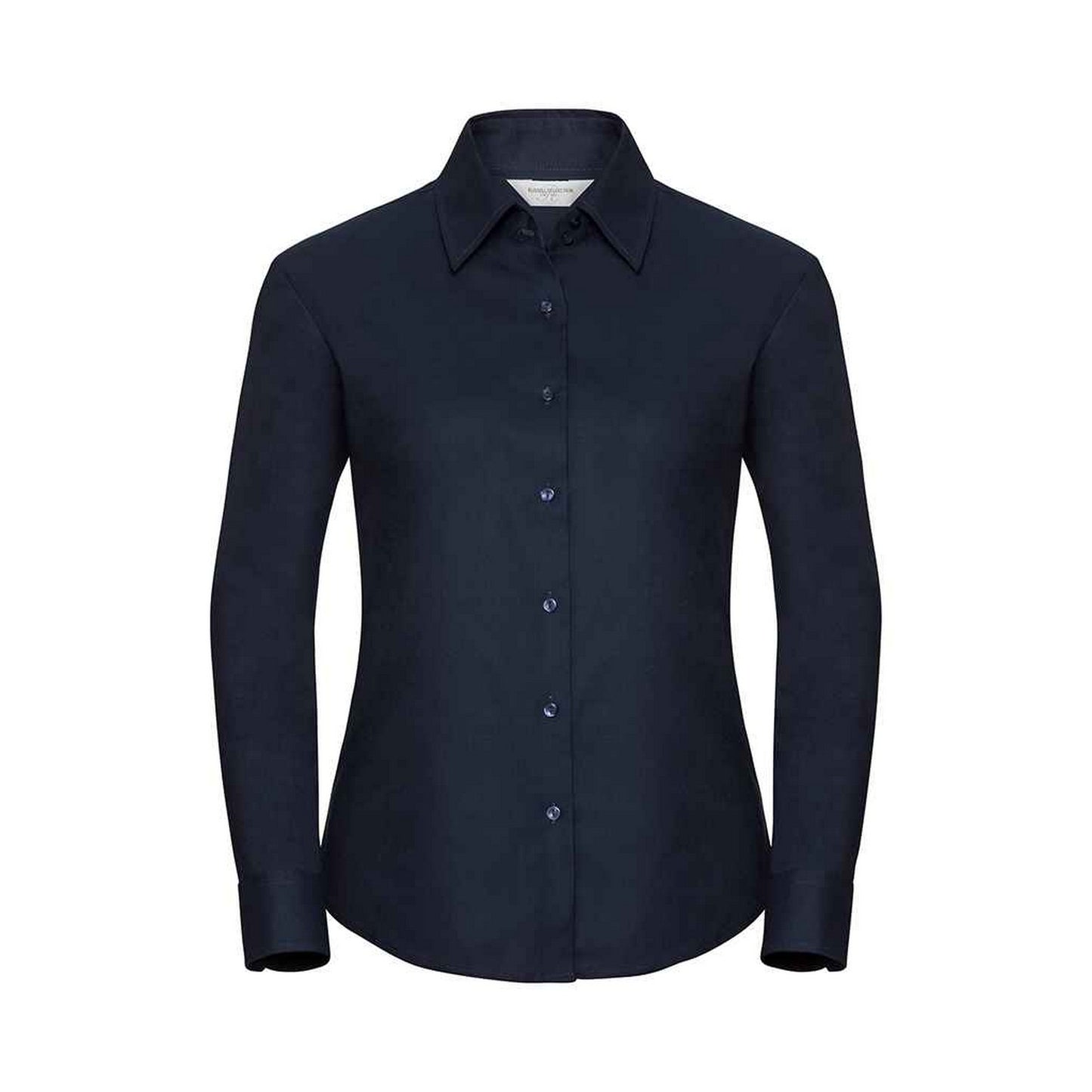 Bright Navy - Front - Russell Collection Womens-Ladies Oxford Long-Sleeved Shirt