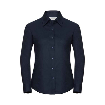 Bright Navy - Front - Russell Collection Womens-Ladies Oxford Long-Sleeved Shirt