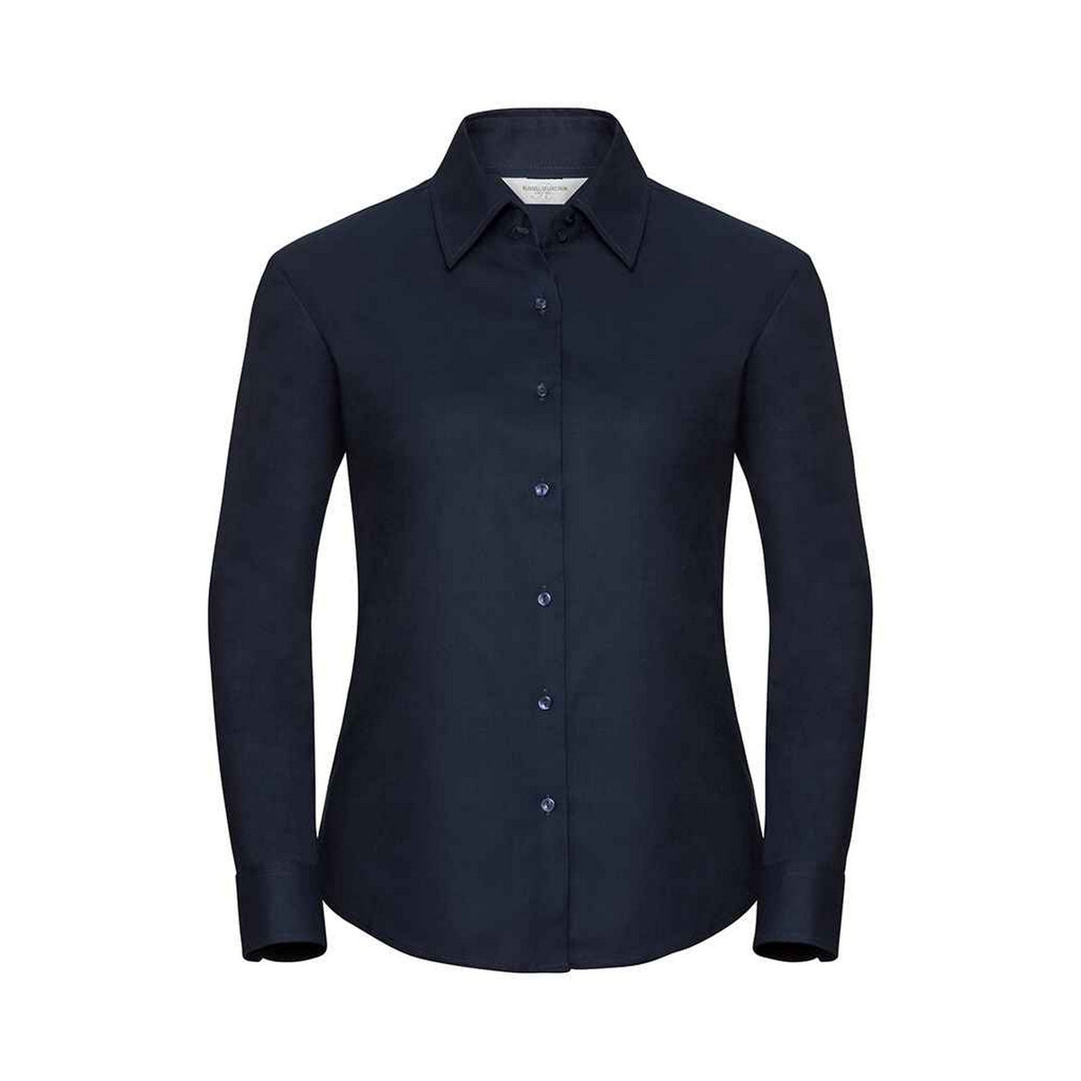 Bright Navy - Front - Russell Collection Womens-Ladies Oxford Long-Sleeved Shirt