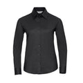 Black - Front - Russell Collection Womens-Ladies Oxford Long-Sleeved Shirt