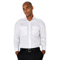 White - Side - Kustom Kit Mens Long-Sleeved Pilot Shirt