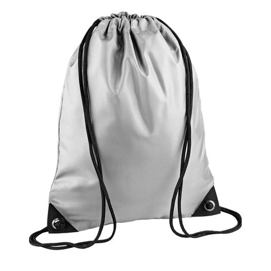 Silver - Front - Bagbase Premium Nylon Drawstring Bag