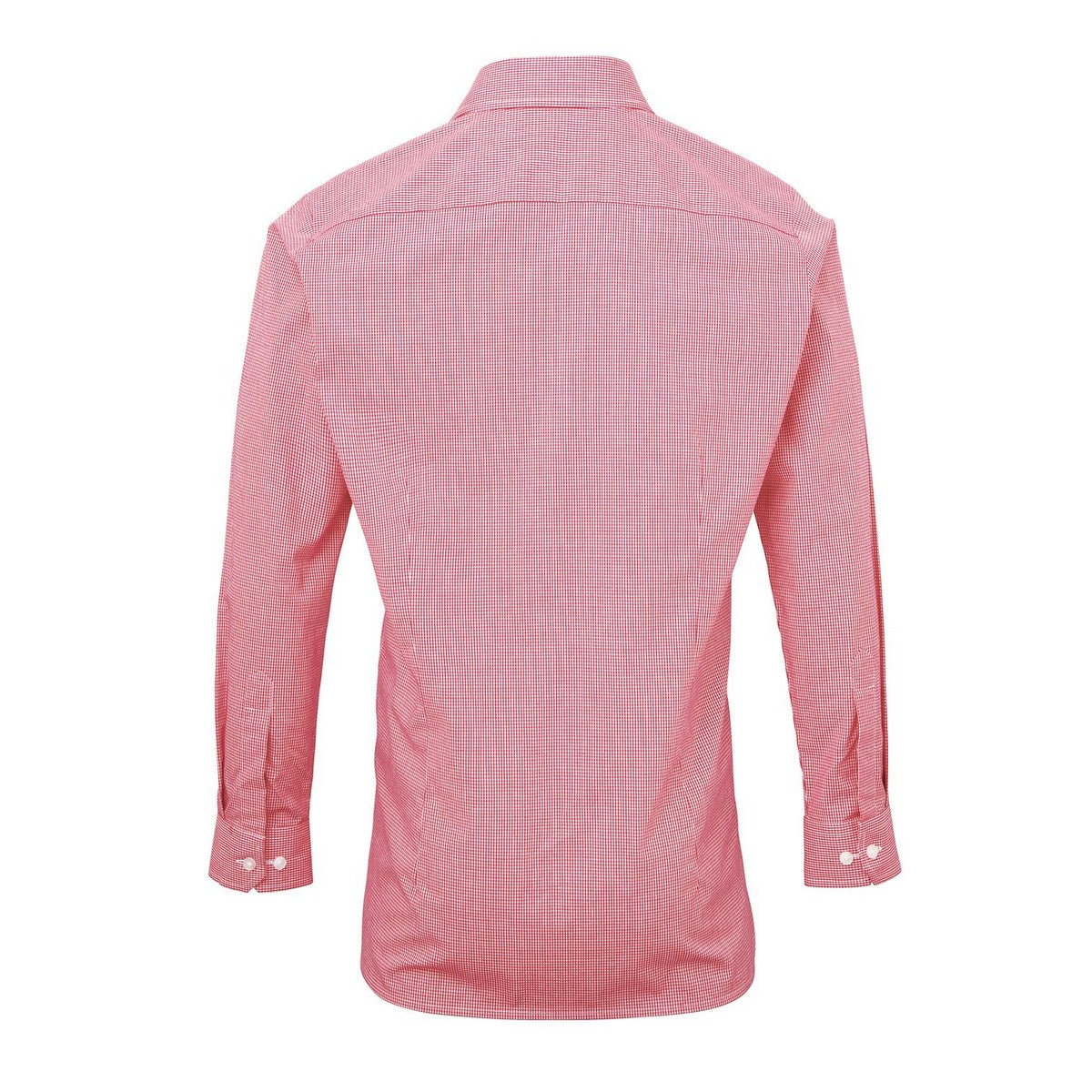 Red-White - Back - Premier Mens Gingham Long-Sleeved Shirt