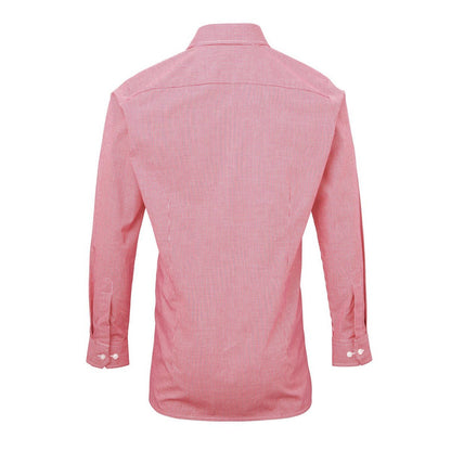 Red-White - Back - Premier Mens Gingham Long-Sleeved Shirt