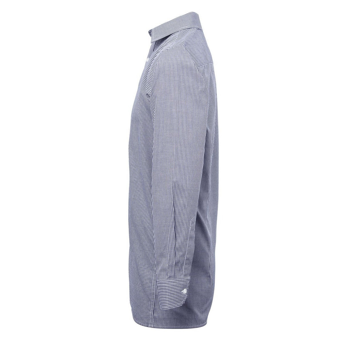 Navy-White - Side - Premier Mens Gingham Long-Sleeved Shirt