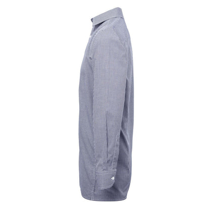 Navy-White - Side - Premier Mens Gingham Long-Sleeved Shirt