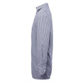 Navy-White - Side - Premier Mens Gingham Long-Sleeved Shirt