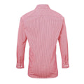 Red-White - Back - Premier Mens Gingham Long-Sleeved Shirt