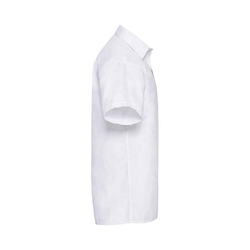 White - Side - Russell Collection Mens Poplin Easy-Care Shirt