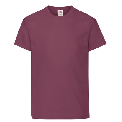Burgundy - Front - Fruit Of The Loom Childrens-Kids Original T-Shirt