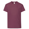 Burgundy - Front - Fruit of the Loom Childrens-Kids Original T-Shirt