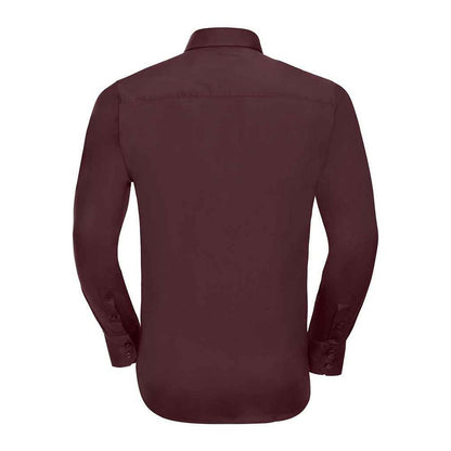 Port - Back - Russell Collection Mens Fitted Long-Sleeved Shirt