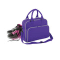 Purple-Light Grey - Front - Bagbase Piped Messenger Bag