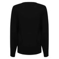 Black - Back - Henbury Womens-Ladies Cotton Acrylic V Neck Sweatshirt