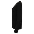 Black - Side - Henbury Womens-Ladies Cotton Acrylic V Neck Sweatshirt